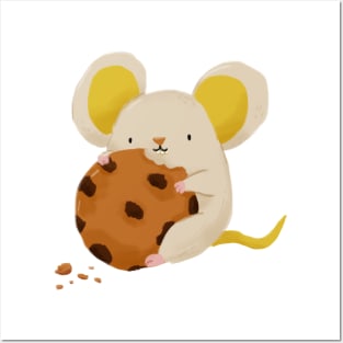 Cute Mouse with Chocolate Chip Cookie Posters and Art